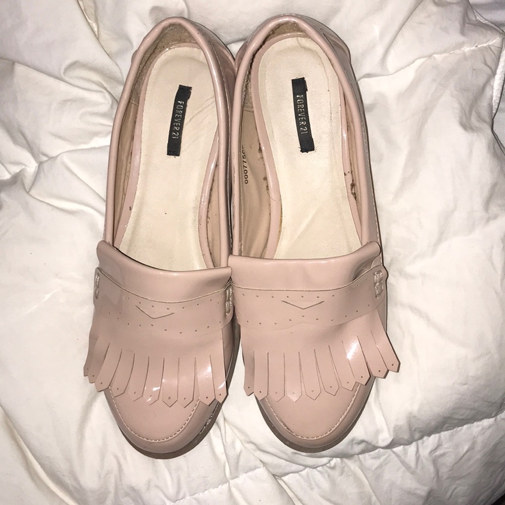 Ladies dress slip on penny loafer looking shoes